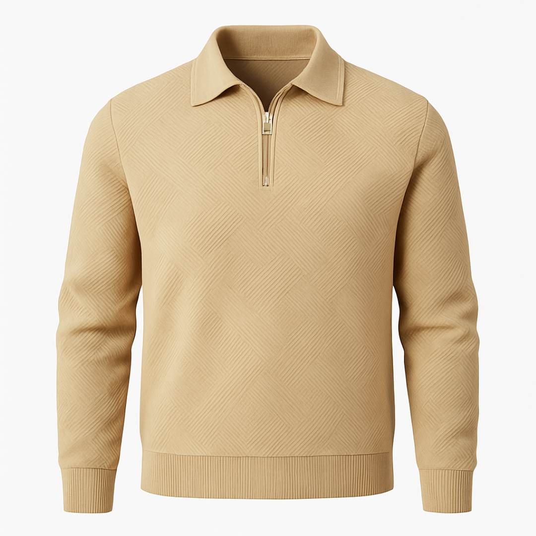 Maglione testurizzato con cerniera a un quarto da uomo - Vestibilità moderna - - cerniera Heren maglione maglione testurizzato men's sweater moderna quarto testurizzato uomo - Concept Palermo