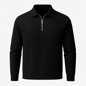 Maglione testurizzato con cerniera a un quarto da uomo - Vestibilità moderna - Nero S - cerniera Heren Linen maglione maglione testurizzato Men men's sweater moderna quarto Solid testurizzato uomo - Concept Palermo