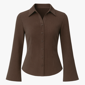 Camicetta aderente a righe con maniche svasate Donna - Marrone S - aderente Bestsellers Blouse camicetta camicetta aderente Dames donna Kleding Linen maniche righe Solid svasate Women women's top clothes - Concept Palermo