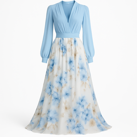Abito lungo con maniche leggere e gonna floreale Rosso Donna - azzurro chiaro e bianco floreale S - abito abito maniche casual dresses donna DRESS dresses Floral floral dresses floreale gonna leggere Linen maniche Maxi Dresses Women - Concept Palermo