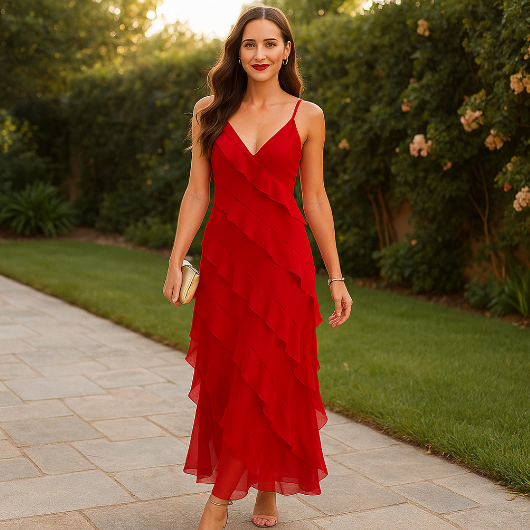 Abito lungo con spalline sottili e volant a strati Uomo - - abito abito spalline DRESS Dresses female dress Maxi Dresses Mini Dresses sottili spalline strati uomo volant - Concept Palermo