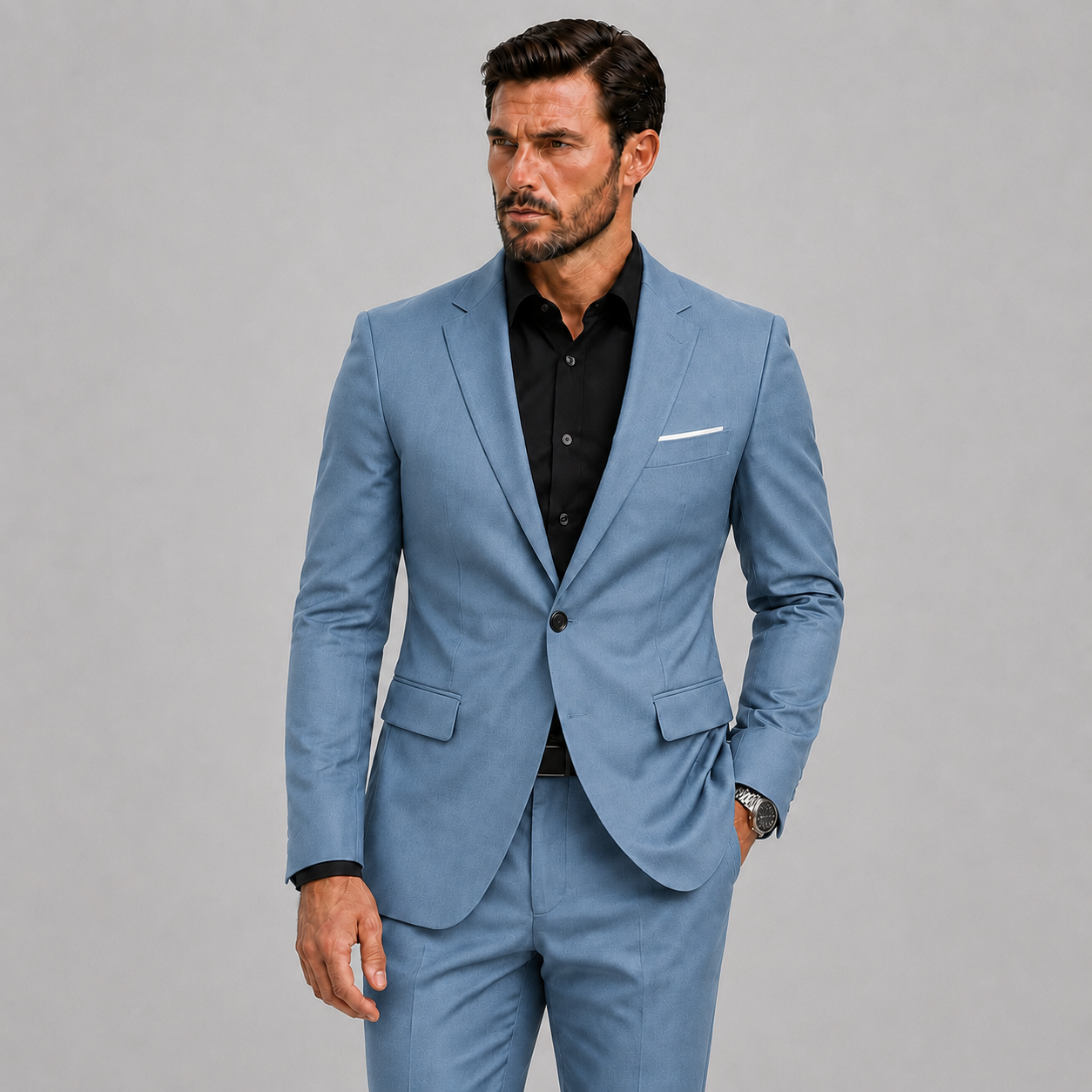 Abito Slim-Fit da Uomo per Matrimoni e Occasioni Formali - - abito uomo avondlook blazer set bruiloft outfit diner outfit elegant enkele knoopsluiting evenement outfit formele kleding heren kostuum heren mode heren pak kantoor stijl lunelle mid-rise taille minimalistisch modern pantalon set slim fit slim fit kostuum slim fit pak stijlvol tijdloos veelzijdig verzorgde snit zakelijke kleding - Concept Palermo