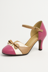 Dames elegante sandalen met colorblock hak en strik - modern en comfortabel ontwerp