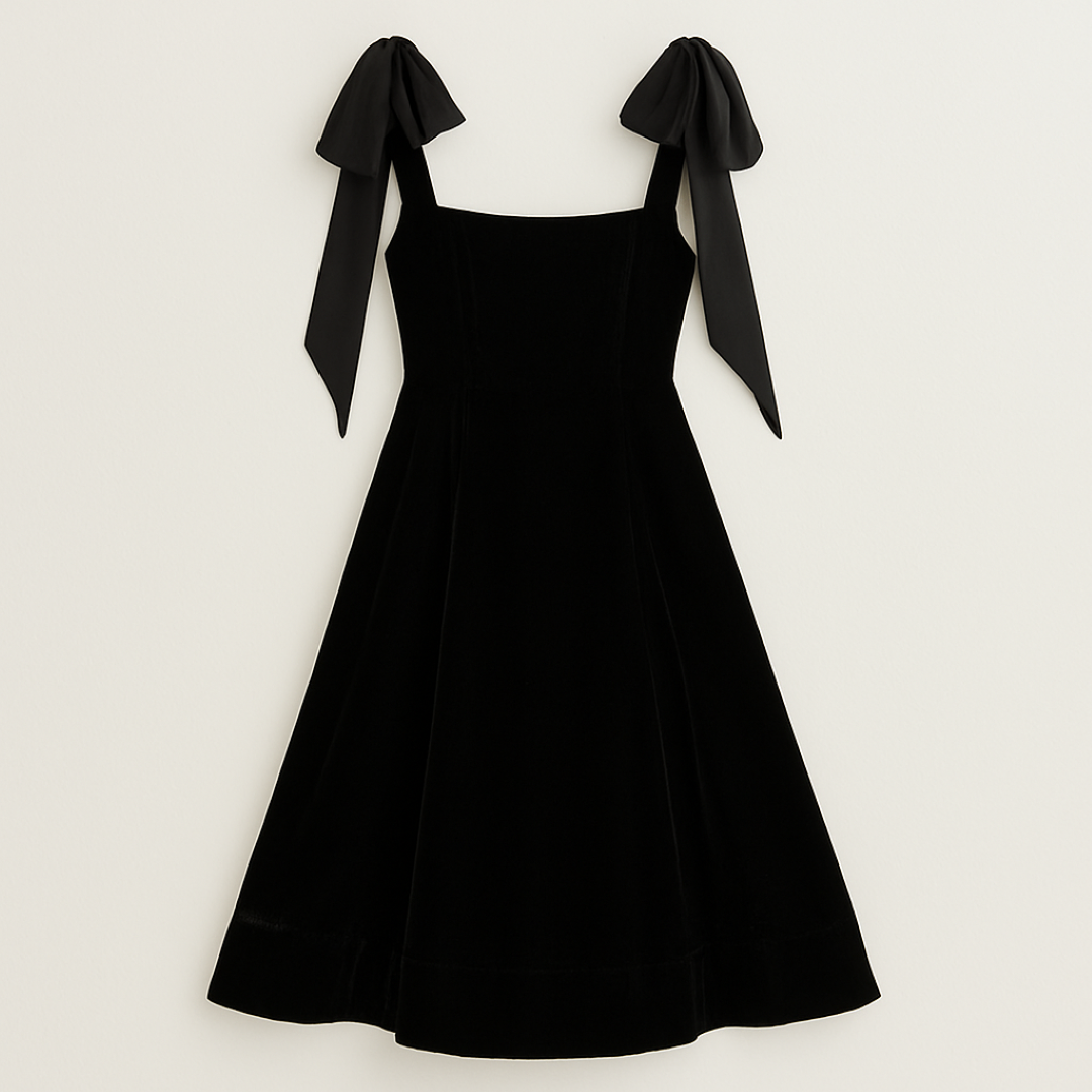 Abito midi con cinturino in velluto e fiocco Pelle Donna - Nero S - abito abito midi Best Sellers cinturino Clothing daily Date Outfits donna Dresses fiocco midi Midi Dresses party pelle Summer Wedding - Concept Palermo