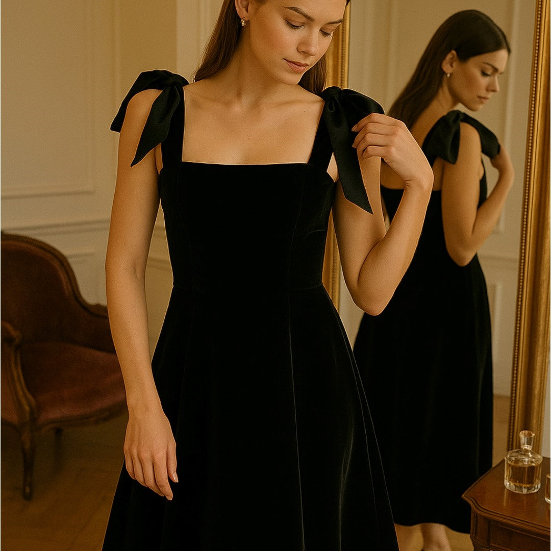 Abito midi con cinturino in velluto e fiocco Pelle Donna - - abito abito midi Best Sellers cinturino Clothing daily Date Outfits donna Dresses fiocco midi Midi Dresses party pelle Summer Wedding - Concept Palermo