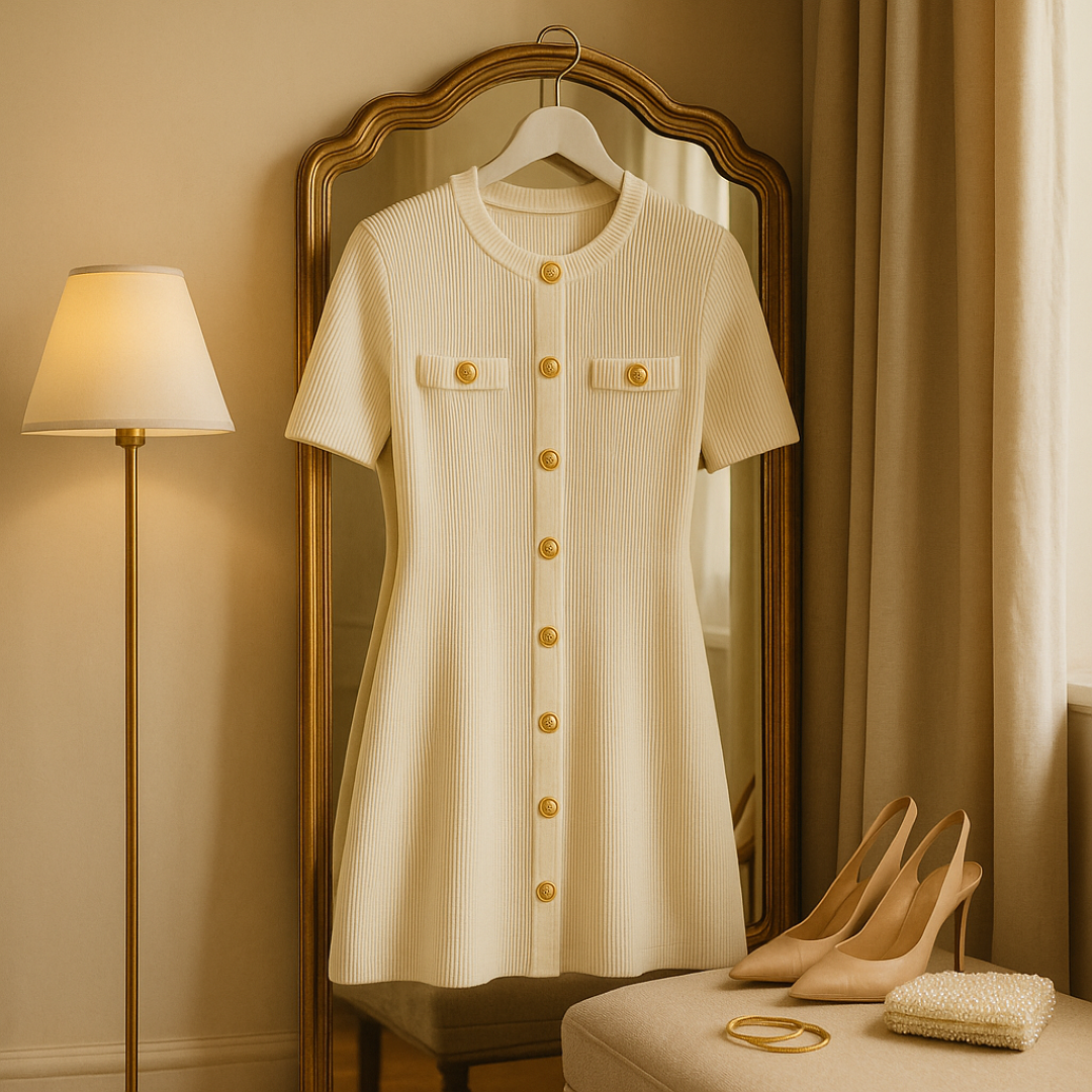Miniabito in maglia a coste con dettagli dorati Donna - - coste dettagli donna dorati Dresses female dress maglia Maxi Dresses Mini Dresses miniabito miniabito maglia - Concept Palermo