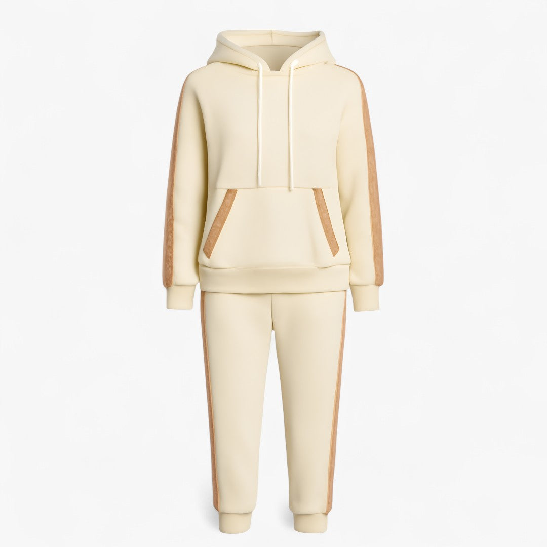 Tuta Coordinata con Cappuccio e Dettagli Glitter - Bianca - cappuccio casual summer outfit Complete Outfit coordinata dettagli glitter outfit set outfit sets tuta tuta coordinata - Concept Palermo