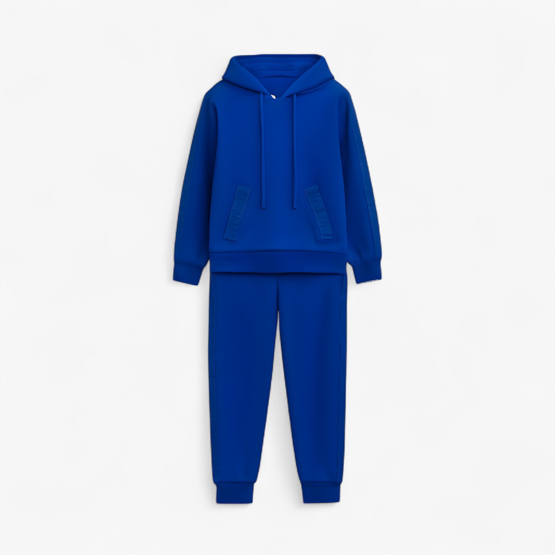 Tuta Coordinata con Cappuccio e Dettagli Glitter - Blu - cappuccio casual summer outfit Complete Outfit coordinata dettagli glitter outfit set outfit sets tuta tuta coordinata - Concept Palermo