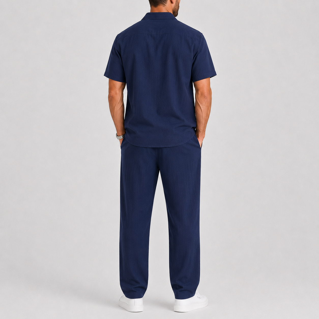 Completo Estivo da Uomo con Camicia e Pantaloni Larghi - - bewegingsvrijheid borstzak broek set casual casual chic comfortabel completo uomo heren mode heren set knoopsluiting lente zomer lichtgewicht linnen look losse pasvorm luchtig lunelle minimalistisch overhemd korte mouwen overhemd set reis outfit relaxte pasvorm set estivo smart casual strand stijl terras outfit vakantie stijl veelzijdig wijde broek zomers zomerset Zomersets - Concept Palermo