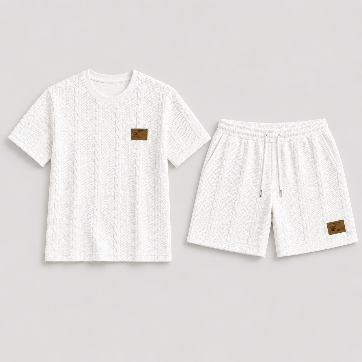Completo Estivo da Uomo con T-shirt e Pantaloncini - - abbigli ademend casual comfortabel completo uomo gebreide structuur heren mode heren set korte broek set lente zomer lichtgewicht lunelle minimalistisch modern reis outfit ronde hals set estivo short set stijlvol strand stijl t-shirt set trekkoord vakantie stijl veelzijdig zomers zomerset - Concept Palermo