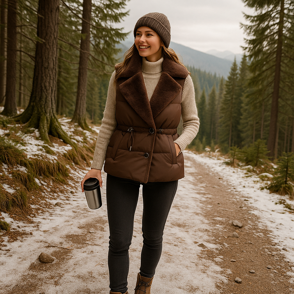 Gilet imbottito con collo in pelliccia sintetica – Vita regolabile, freddo Pelle Uomo - - collo freddo gilet gilet imbottito imbottito jacket pelle pelliccia regolabile - Concept Palermo