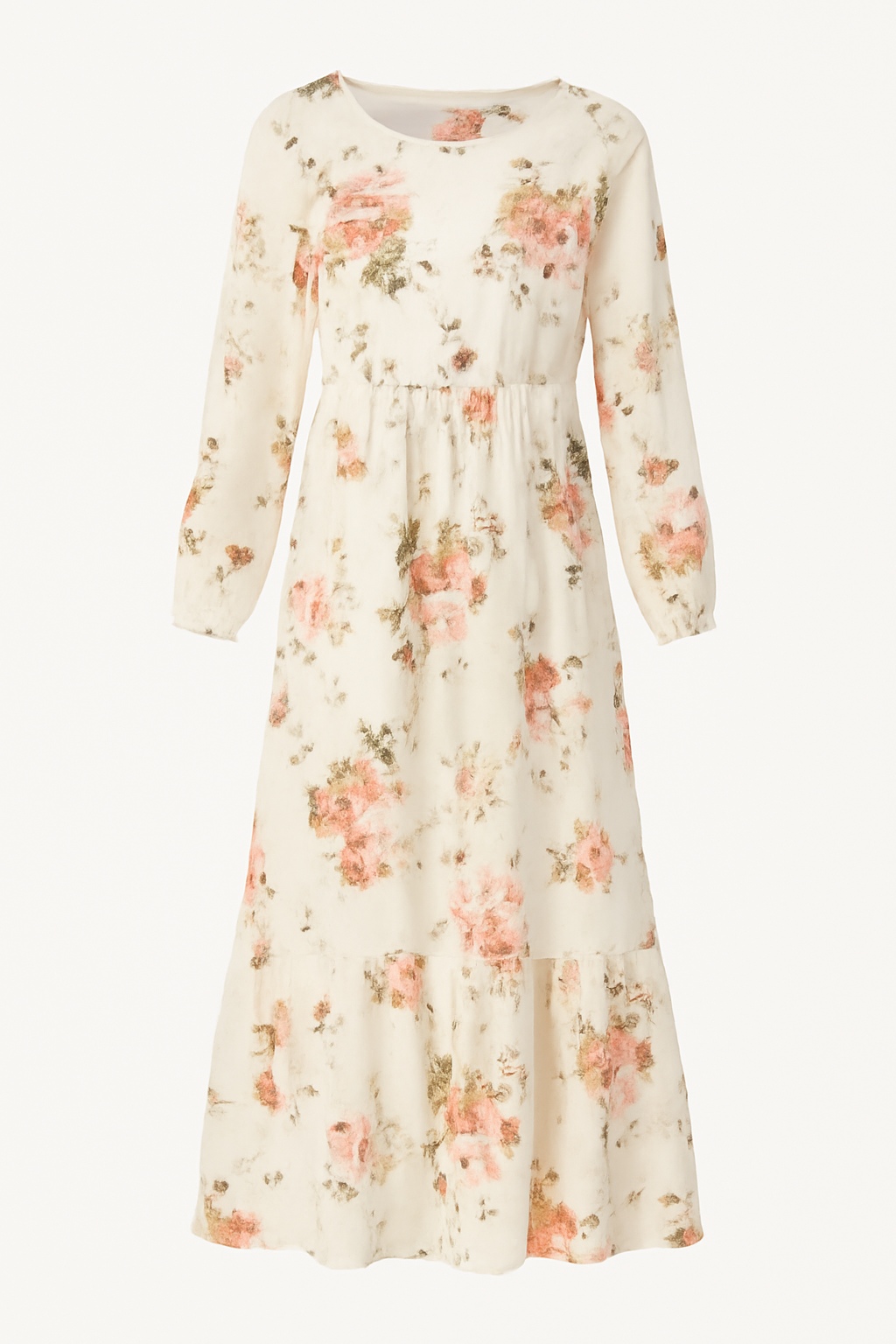 Abito Lungo Floreale Donna in Lino Boho Chic, Maniche Lunghe, Estivo - Bianco Floreale 2 - abito abito floreale casual dresses DRESS Dresses eleganza female dress floreale lino lunghe maniche Maxi Dresses - Concept Palermo