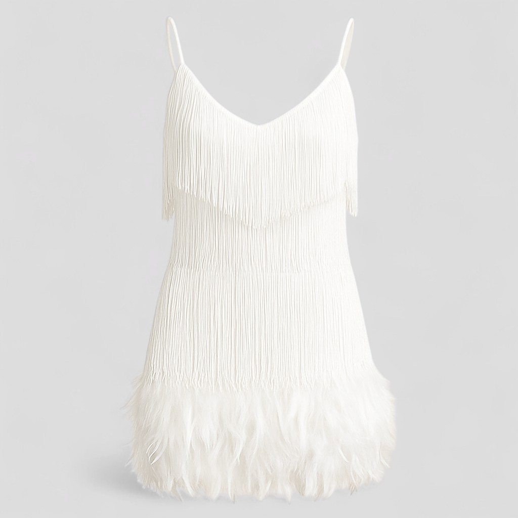 Abito da Cocktail Elegante per Donna, Vestito da Sera Formale in Raso Nero, Taglie S-XL - Bianco - abito abito cocktail abito da cocktail abito da sera abito elegante abito per eventi speciali cocktail cocktail dress donna dresses moda femminile paillettes brillanti stile glamour vestito con dettagli in piume vestito per feste - Concept Palermo