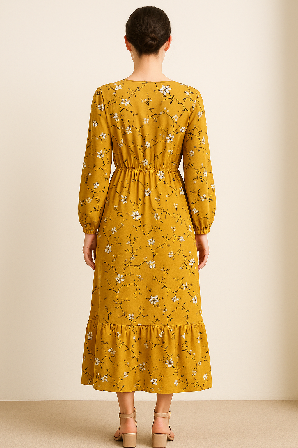 Abito Lungo Floreale Donna in Lino Boho Chic, Maniche Lunghe, Estivo - - abito abito floreale casual dresses DRESS Dresses eleganza female dress floreale lino lunghe maniche Maxi Dresses - Concept Palermo