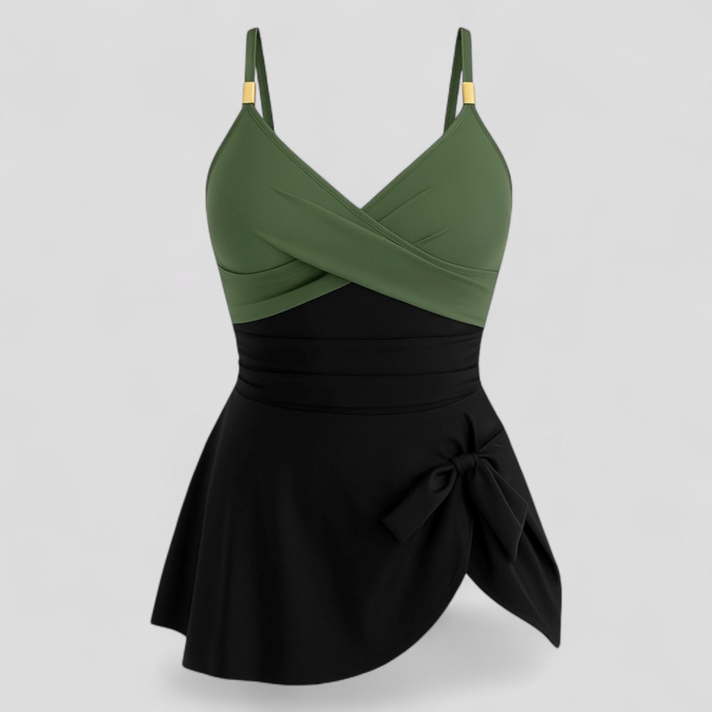Costume Intero Donna Modellante Controllo Pancia Nero con Spalline Regolabili - Verde salvia nero - abbigliamento mare per donne beachwear comodo per donne controllo costume costume da bagno con ruches costume da bagno femminile costume da bagno snellente costume da mare 2025 costume da spiaggia elegante costume elastico per piscine costume intero costume intero controlla pancia costume sexy con incrocio donna intero pancia swimwear - Concept Palermo