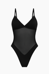 Zwart Body met Tule Inzetstukken - Sensuele Elegant