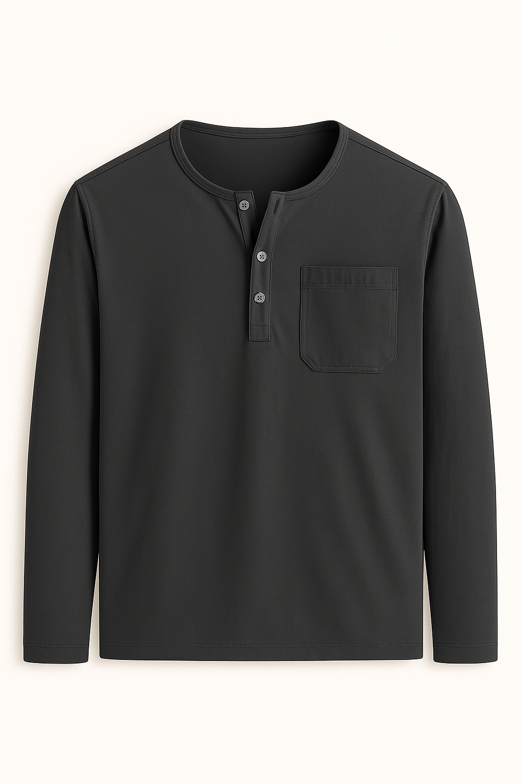 Maglia Henley Uomo a Maniche Lunghe – Stile Casual con Tasche e Colori Versatili - Nero - casual colori henley lunghe maglia maglia henley maniche men's polo men's polo shirt men's top clothes Shirts und Polos - Concept Palermo