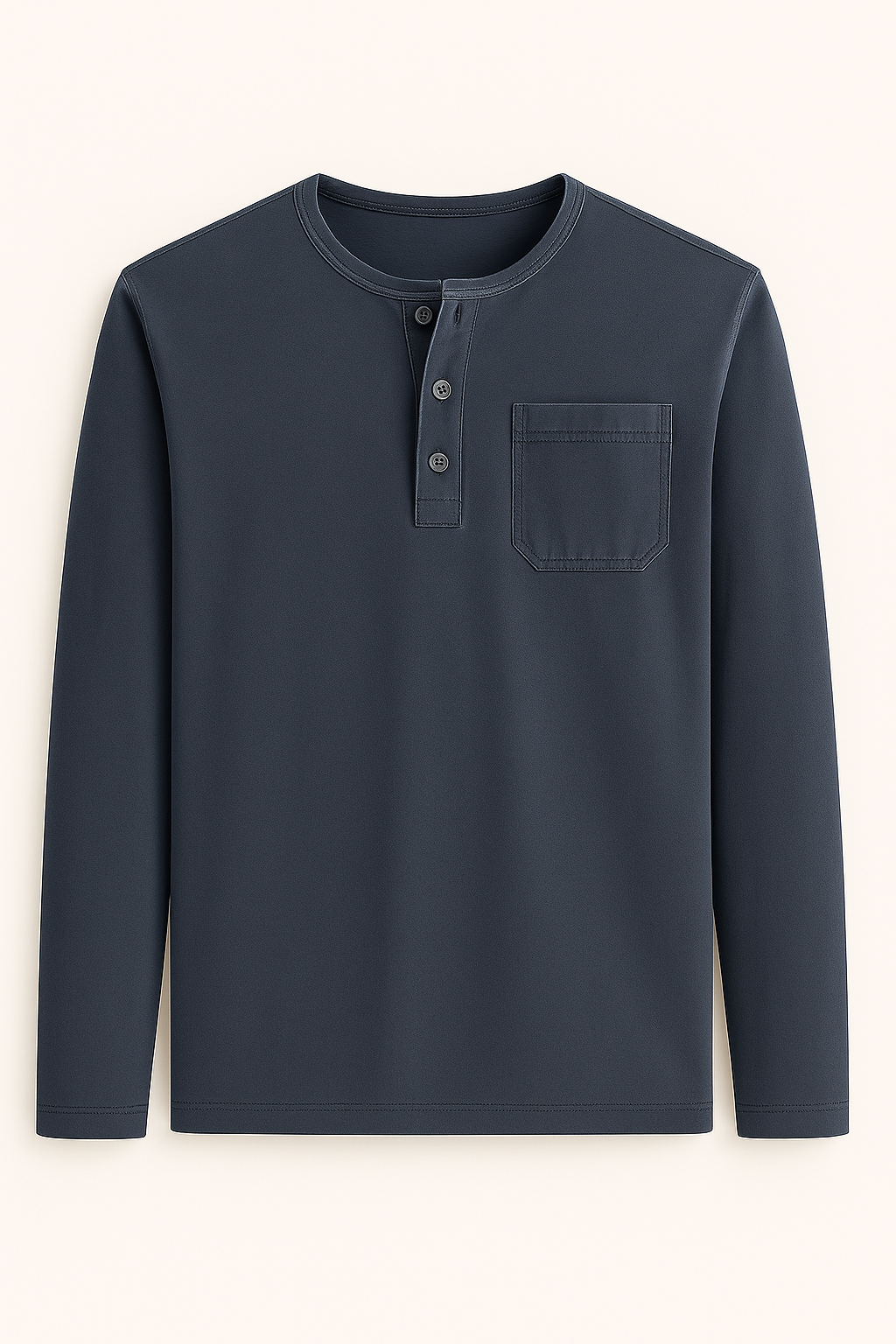 Maglia Henley Uomo a Maniche Lunghe – Stile Casual con Tasche e Colori Versatili - Blu Navy - casual colori henley lunghe maglia maglia henley maniche men's polo men's polo shirt men's top clothes Shirts und Polos - Concept Palermo