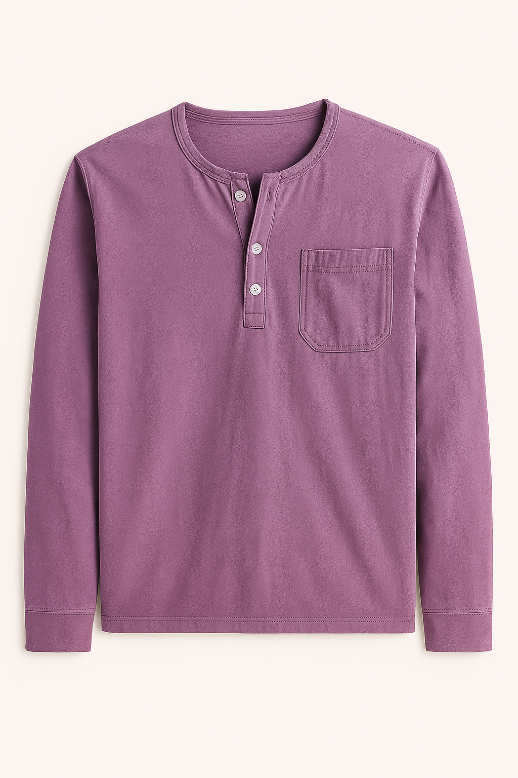 Maglia Henley Uomo a Maniche Lunghe – Stile Casual con Tasche e Colori Versatili - Porpora - casual colori henley lunghe maglia maglia henley maniche men's polo men's polo shirt men's top clothes Shirts und Polos - Concept Palermo