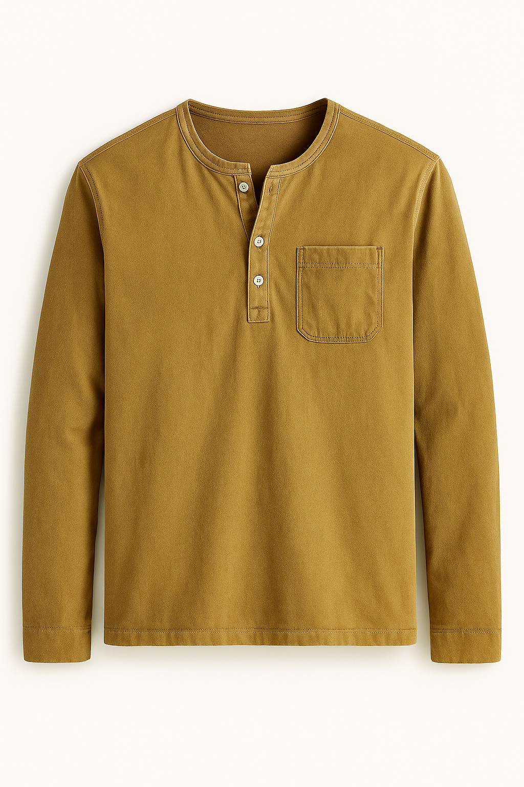 Maglia Henley Uomo a Maniche Lunghe – Stile Casual con Tasche e Colori Versatili - Cachi - casual colori henley lunghe maglia maglia henley maniche men's polo men's polo shirt men's top clothes Shirts und Polos - Concept Palermo