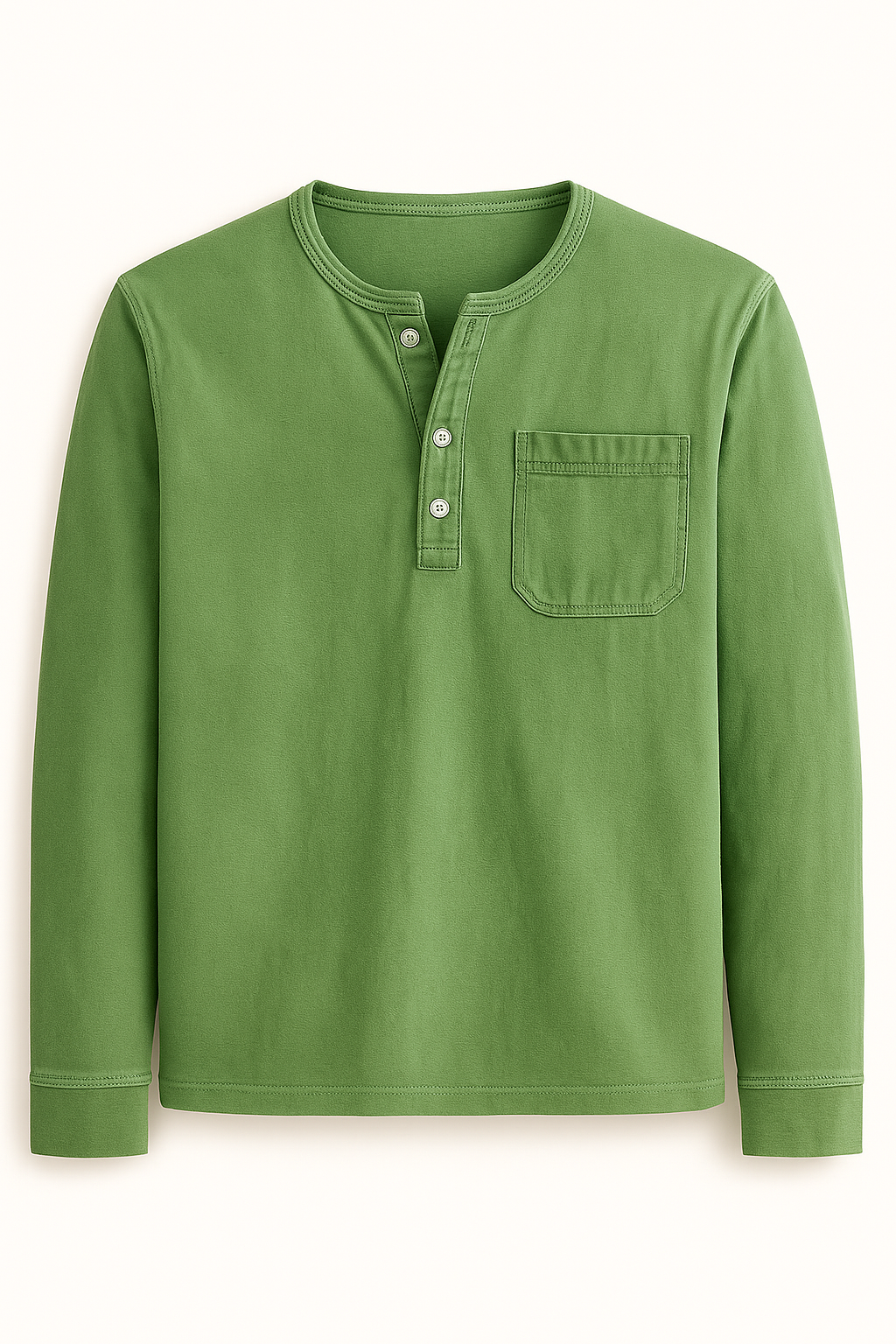 Maglia Henley Uomo a Maniche Lunghe – Stile Casual con Tasche e Colori Versatili - Verde - casual colori henley lunghe maglia maglia henley maniche men's polo men's polo shirt men's top clothes Shirts und Polos - Concept Palermo