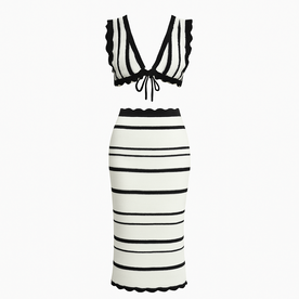 Set all'uncinetto a righe - Fascino senza sforzo in punti monocromatici Uomo - Bianco con strisce nero - Backless Dresses casual dresses DRESS Dresses fascino female dress Going out dress Linen Maxi Dresses Men midi dresses monocromatici punti righe sforzo Solid uncinetto uncinetto righe - Concept Palermo