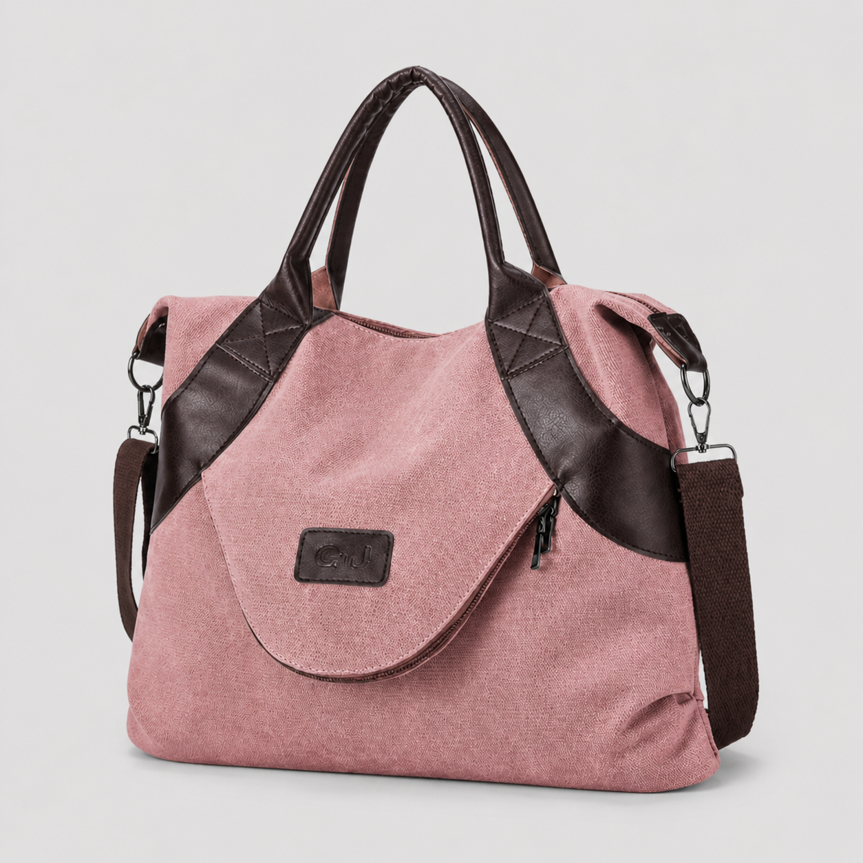 Borsa Shopper Donna Grande in Tela con Tasche, Spaziosa, per Spiaggia e Viaggio - Rosa Cipria Antico - Bags borsa borsa tela donna new_for_google_may tasca tela - Concept Palermo