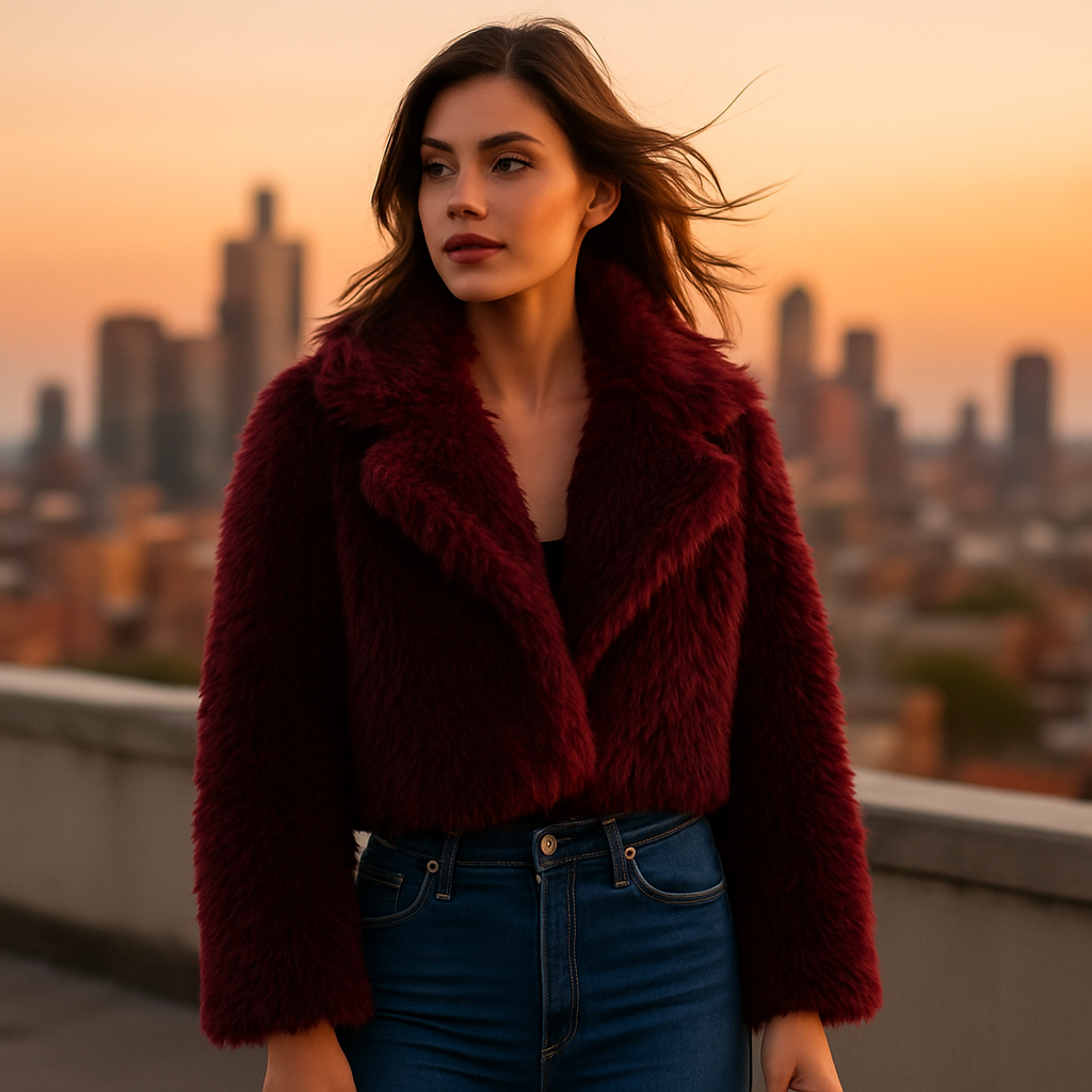 Giacca effetto pelliccia con design moderno Rosso Uomo - - coat coats coats for women design effetto giacca giacca effetto Jackets & Coats pelliccia uomo women's coats & jackets - Concept Palermo