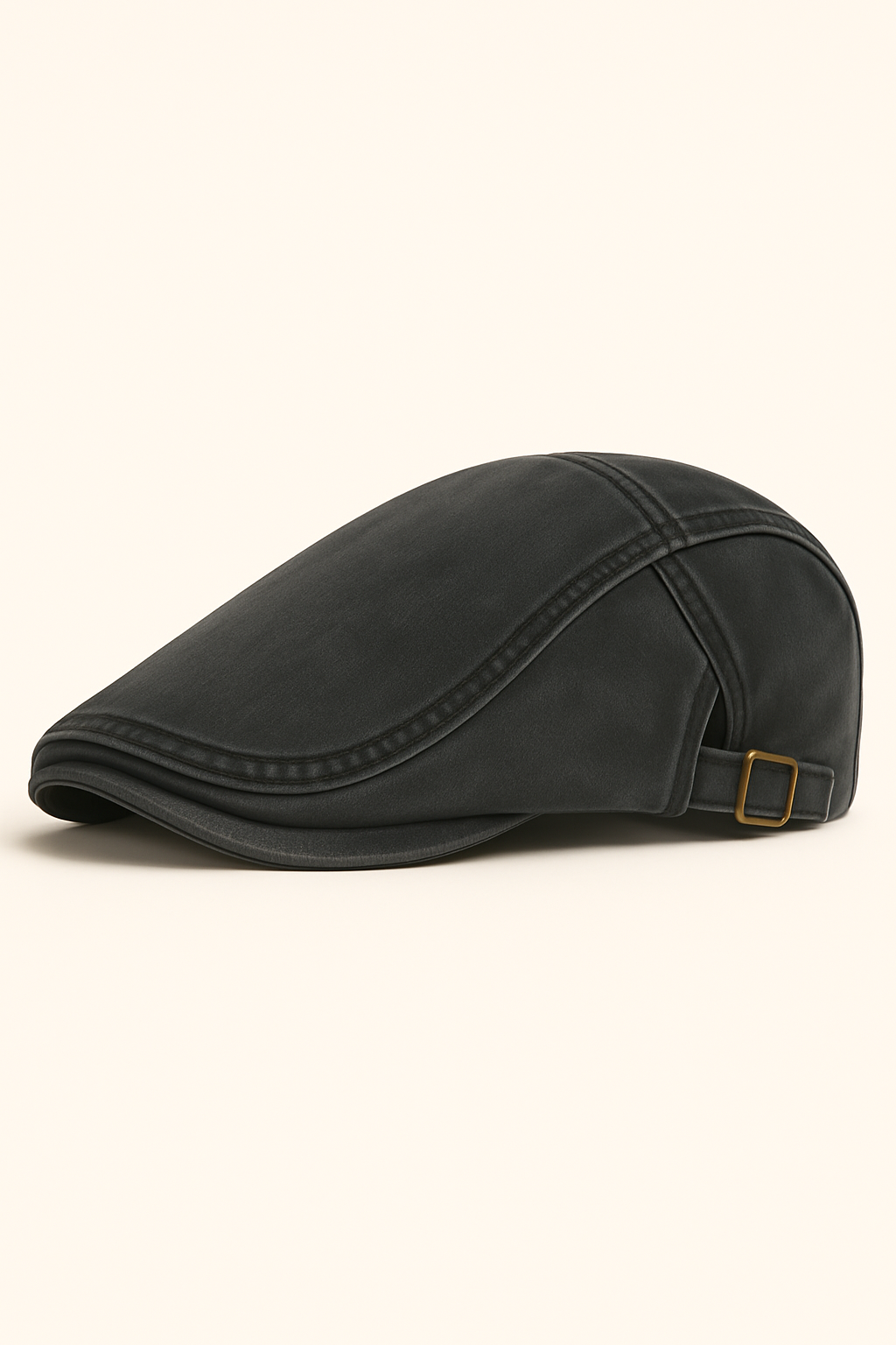 Classico berretto piatto in cotone lavato, regolabile, stile vintage, da giornalaio Uomo - Nero - berretto berretto piatto cotone giornalaio hat hats lavato Mens hat piatto regolabile summer hat sun hat Sun Hats - Concept Palermo