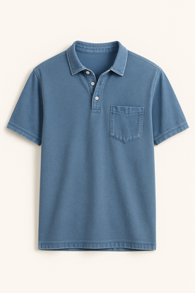 Polo Uomo Cotone Tinta Unita con Taschino, Manica Corta, Vestibilità Regolare - Blu - capo Cotton Men men's polo men's polo shirt men's top clothes petto polo polo uomo Shirts und Polos Solid taschino tinta uomo - Concept Palermo