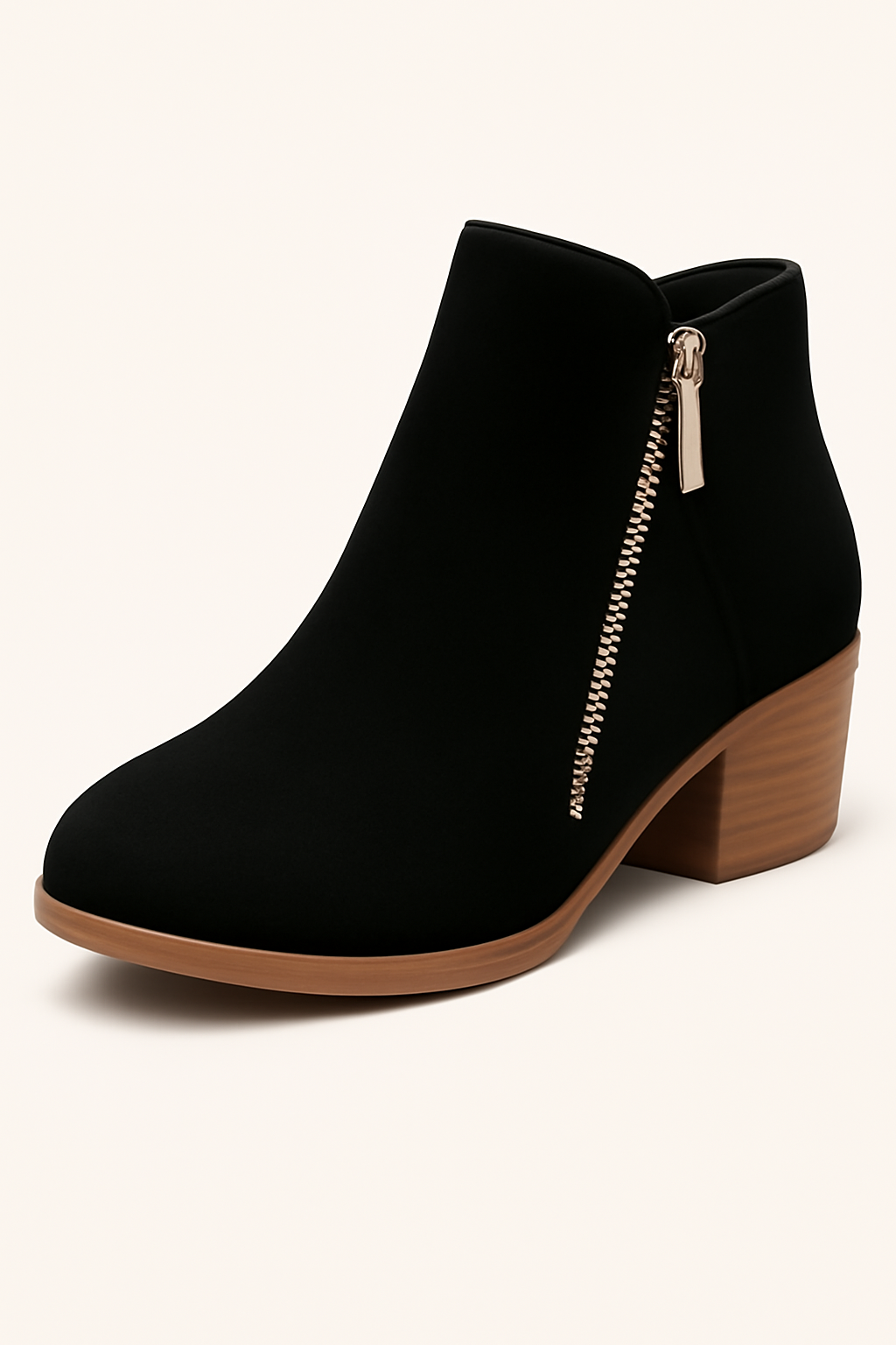 Stivaletti Donna Neri in Vera Pelle Scamosciata, Tacco Basso Comfort, Cerniera Laterale - Nera - BOOTS Boots & Shoes cerniera dettaglio donna pelle scamosciata shoes stivaletti stivaletti pelle - Concept Palermo