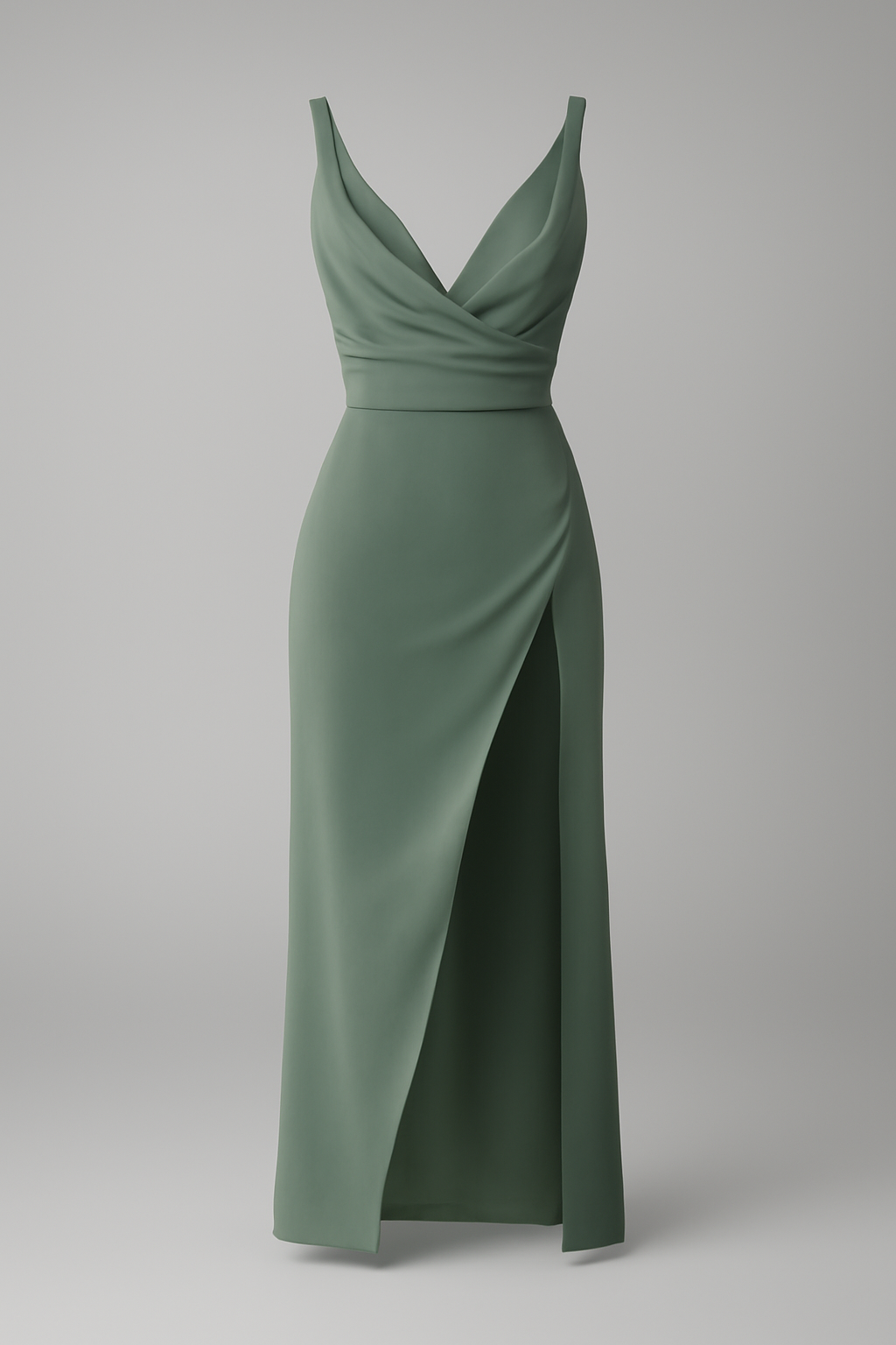 Abito Midi Drappeggiato Donna con Spacco Laterale Elegante - Perfetto per Cerimonie - Verde - abito abito midi donna drappeggiato DRESS Dresses female dress laterale Maxi dress Maxi Dresses midi spacco - Concept Palermo