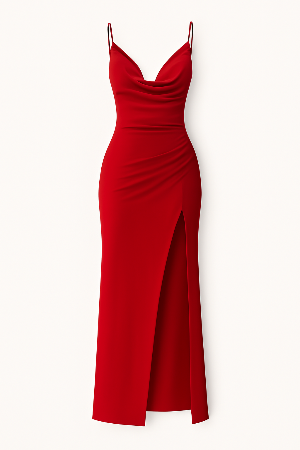 Abito Midi Drappeggiato Donna con Spacco Laterale Elegante - Perfetto per Cerimonie - Rossa - abito abito midi donna drappeggiato DRESS Dresses female dress laterale Maxi dress Maxi Dresses midi spacco - Concept Palermo