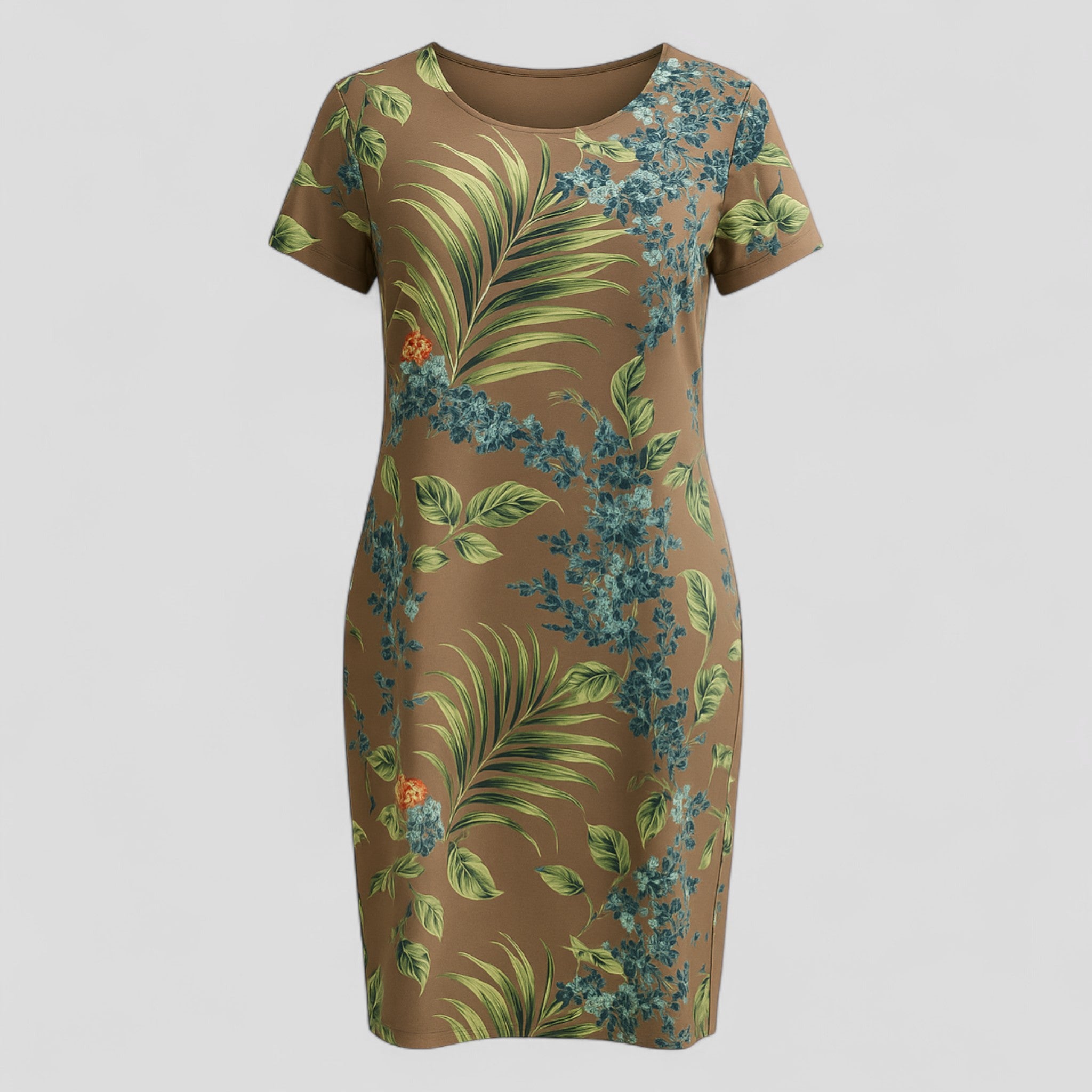 Vestito Estivo Donna Floreale in Cotone Leggero - Abito Casual Elegante Comodo - Marrone - abbigliamento comodo abito abito casual abito con stampa abito donna abito versatile casual donna dresses moda femminile naturale stampa stile informale tessuto traspirante vestibilità ampia vestito estivo - Concept Palermo