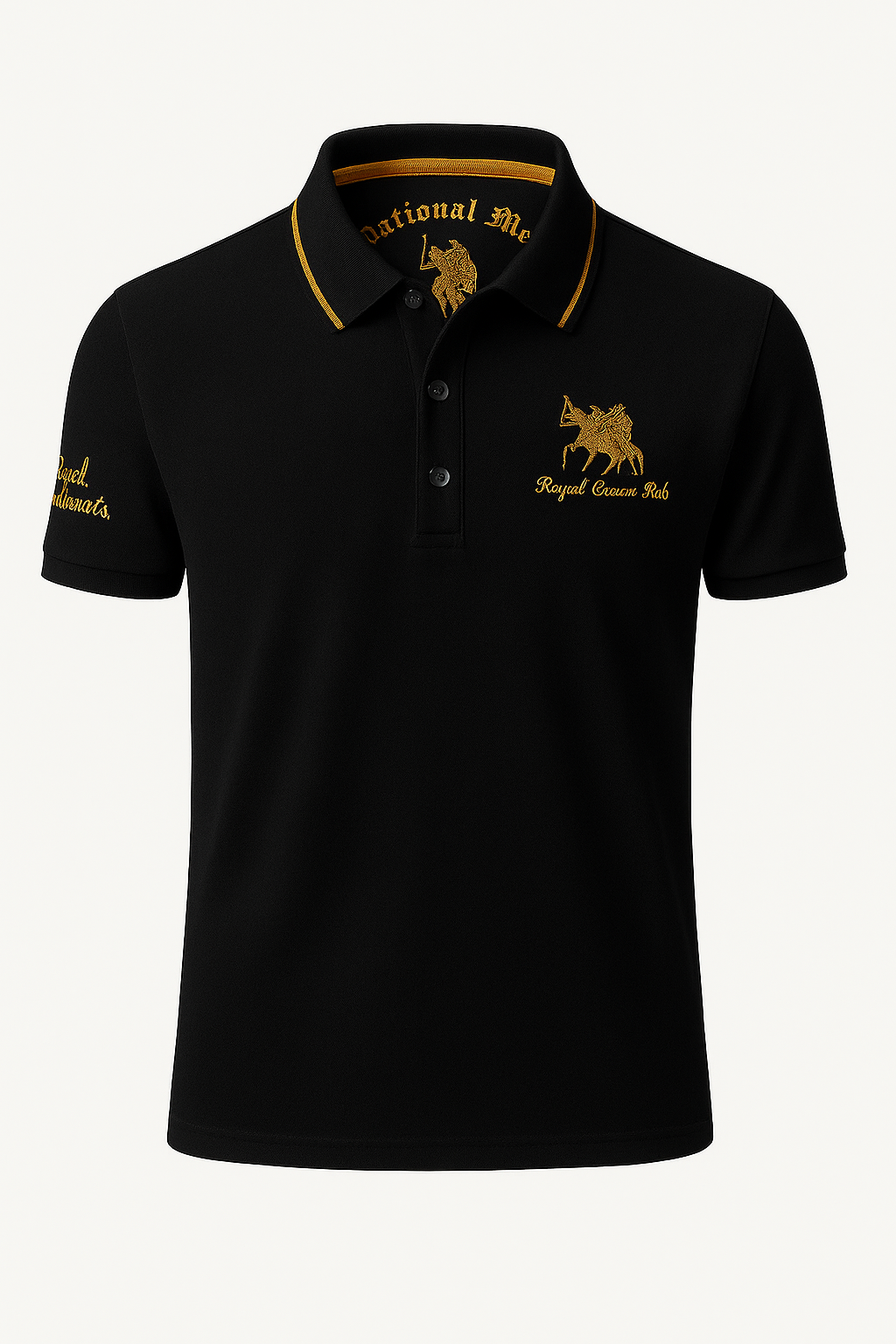 Polo Uomo Ricamata in Cotone Piqué a Contrasto - Vestibilità Regular, Vari Colori - Nero - contrasto dettagli men's polo men's polo shirt men's top clothes polo polo dettagli ricamati shirts & polos Shirts und Polos uomo - Concept Palermo