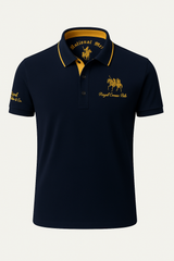 Heren polo van geborduurd katoen piqué met contrast - regular fit, diverse kleuren
