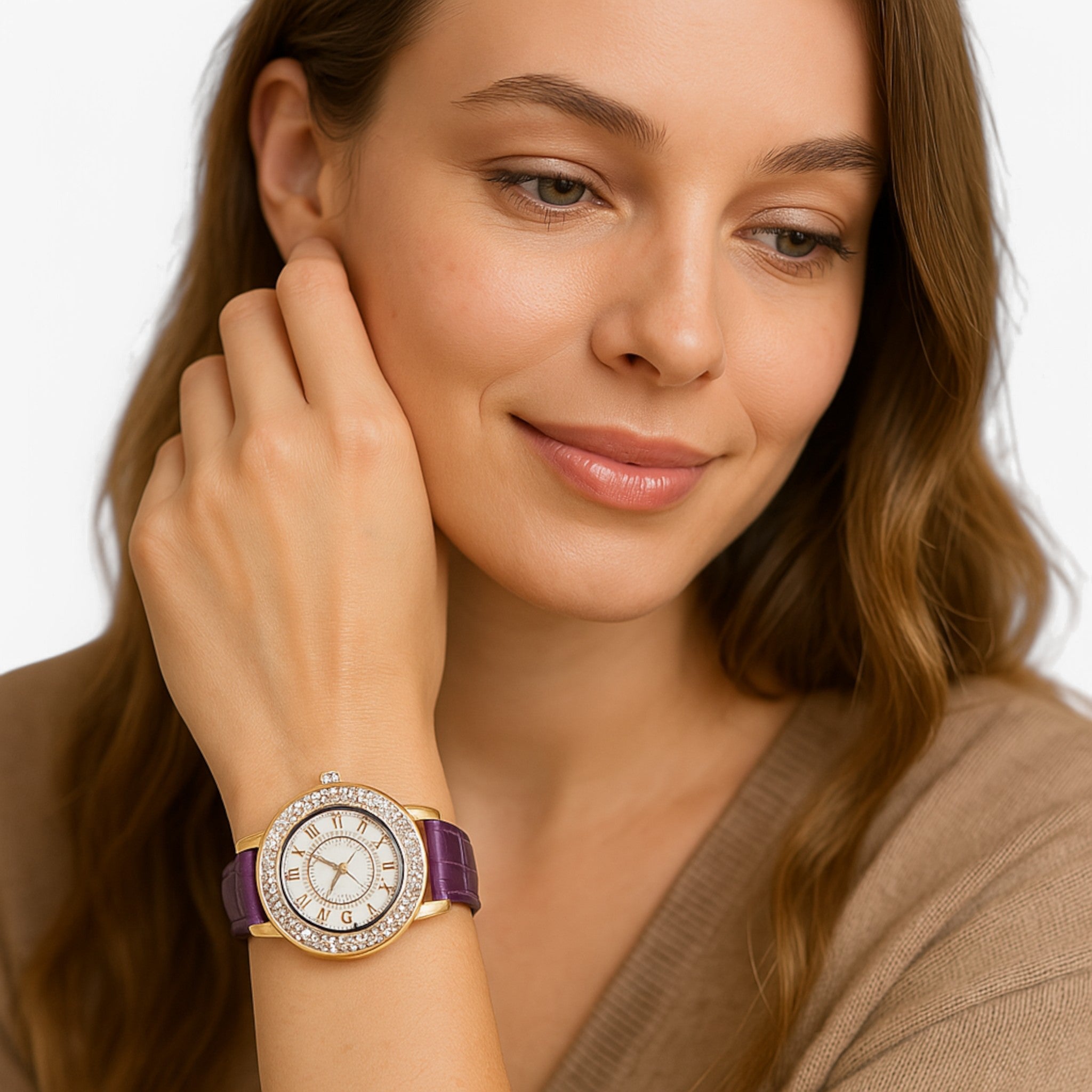Orologio da donna in pelle PU con strass di cristallo e movimento al quarzo - - cristallo donna female watch movimento orologio orologio donna pelle quarzo strass watch for women - Concept Palermo