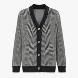 Dames cardigan met V-hals - licht en voor de herfst, zwart