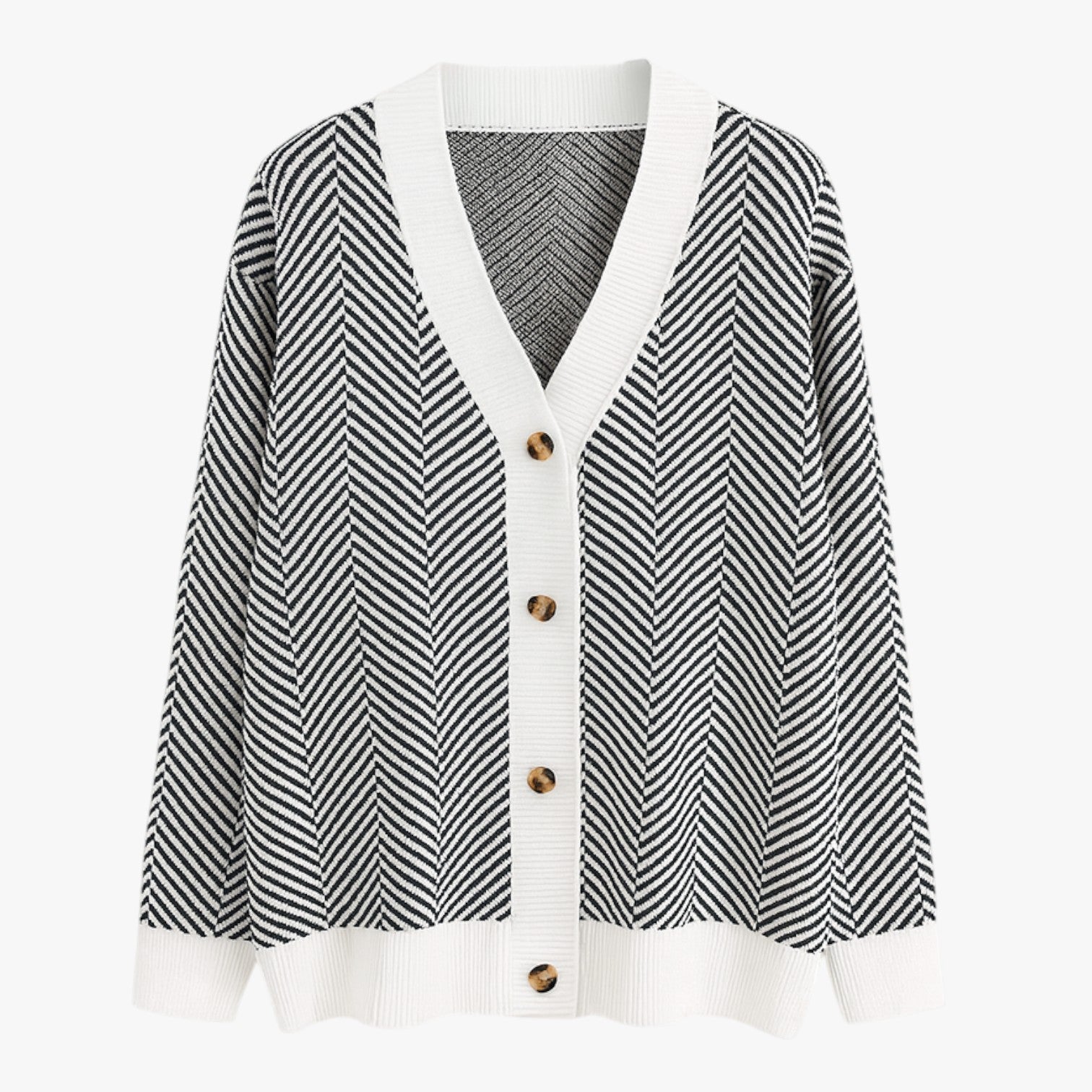 Cardigan con scollo a V da donna - Leggero ed per l'autunno Nero - Gratis Bianco - autunno cardigan cardigan scollo donna leggero scollo Sweater sweater women sweaters & cardigans women's sweater - Concept Palermo