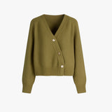 Zachte cashmere cardigan met speldknopen, oversized elegantie voor lente en herfst