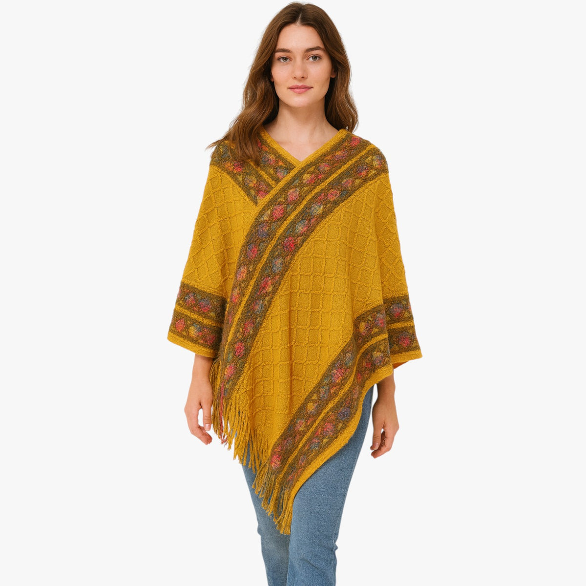 Poncho a righe con nappe - Calore e stile ovunque Cotone - - calore cotone Cotton nappe overig ovunque poncho poncho righe righe Solid stile Unisex - Concept Palermo
