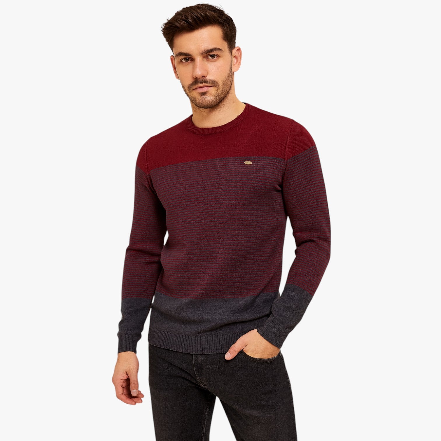Maglione girocollo a righe da uomo - Vestibilità slim e calore di qualità - - calore girocollo maglione maglione girocollo men's sweater qualità righe slim Sweater sweater men sweaters & cardigans - Concept Palermo
