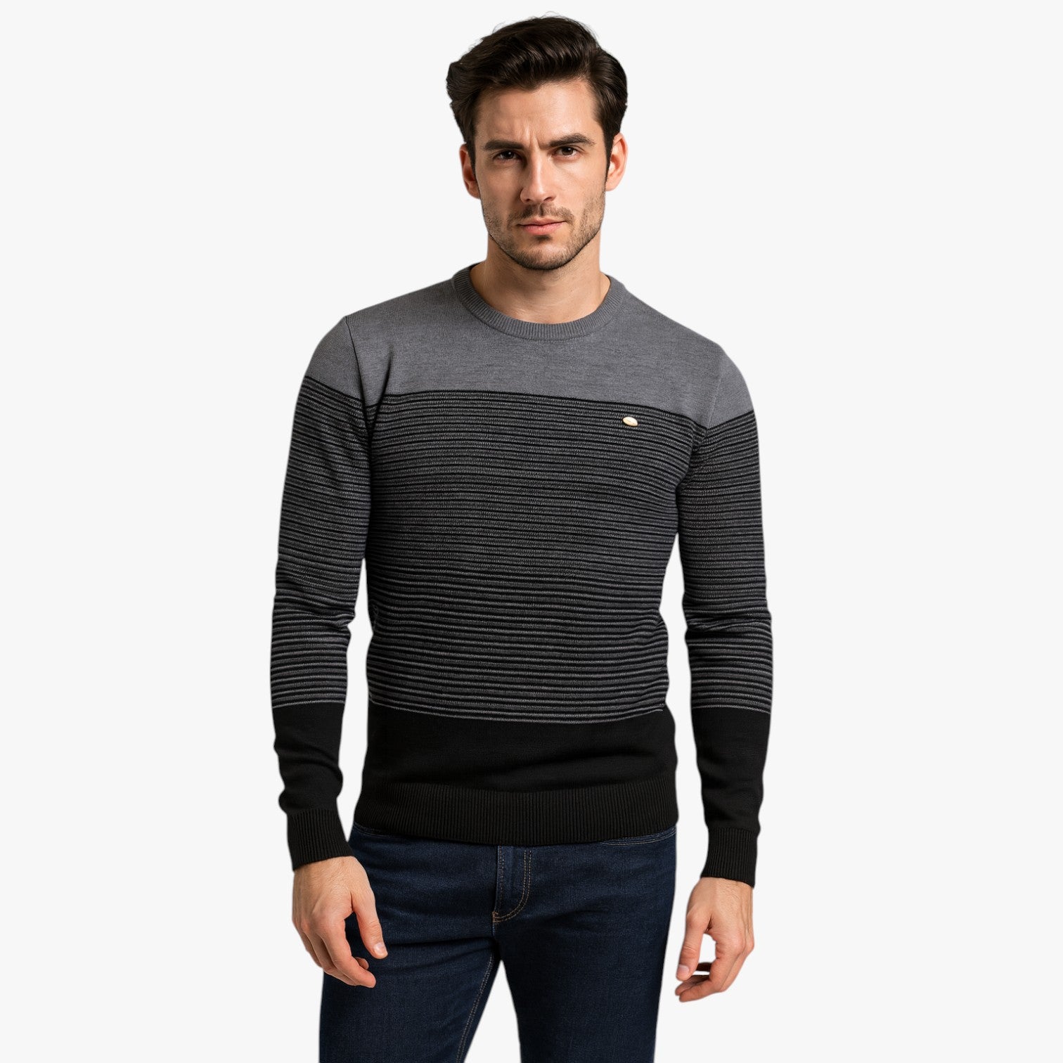 Maglione girocollo a righe da uomo - Vestibilità slim e calore di qualità - - calore girocollo maglione maglione girocollo men's sweater qualità righe slim Sweater sweater men sweaters & cardigans - Concept Palermo