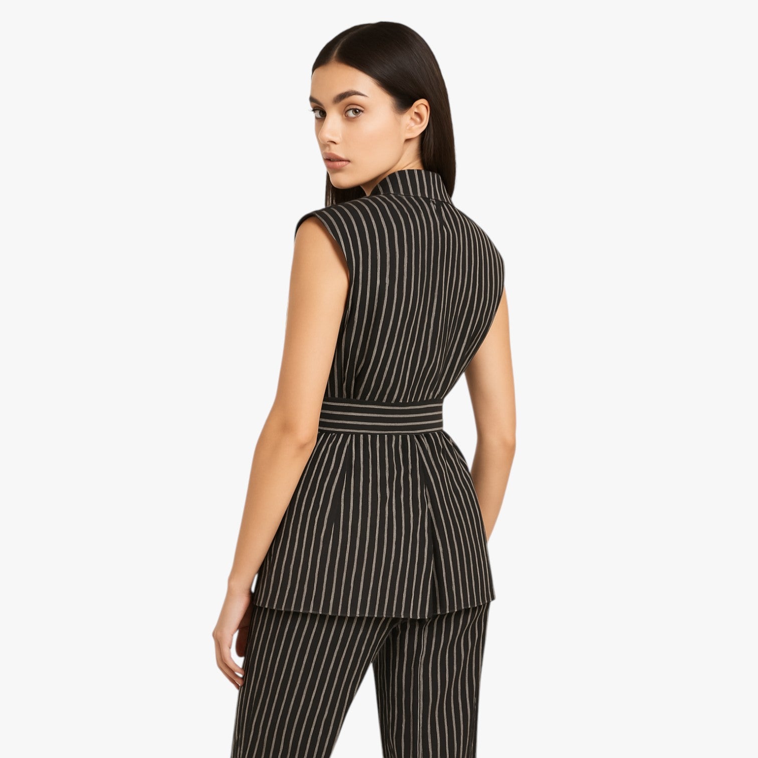 Gilet lungo a righe con cintura in misto cotone Uomo - - cintura clothes cotone gilet gilet righe misto outerwear regular righe sleeveless slight stretch uomo vests women women clothes women's clothes women's top clothes - Concept Palermo