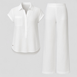 Zomerse damesoutfit van licht polyester - ideaal voor lente/zomer