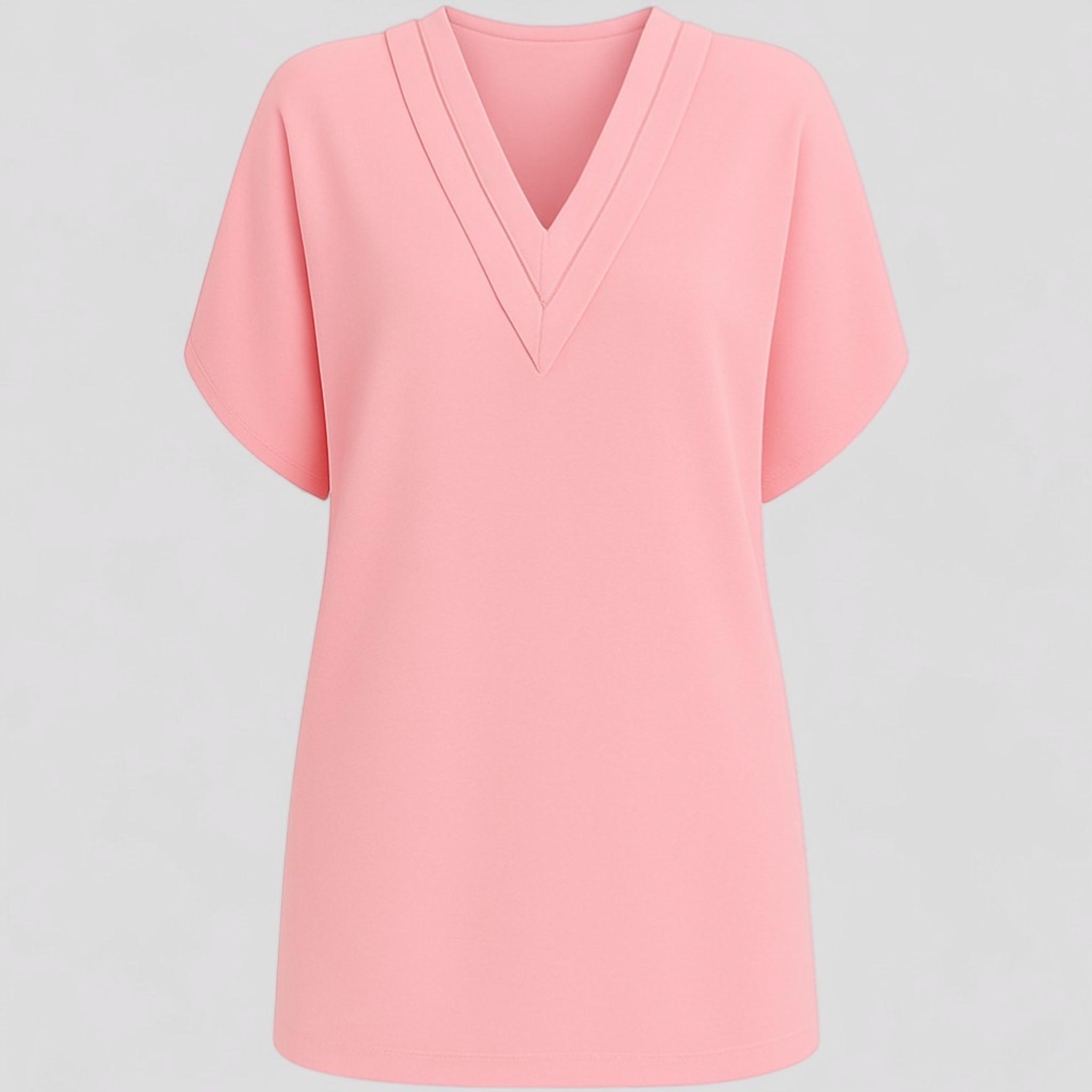 Abito Donna con V-Hals - Rosa - abito abito comfy abito con tummy control abito da donna abito donna abito elegante abito taglie forti abito V-hals abito versatile donna dresses hals moda donna vestito casual vestito da sera - Concept Palermo