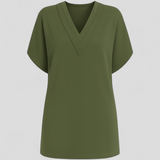 Elegante damesjurk met V-hals - casual zomerse jurk met korte mouwen