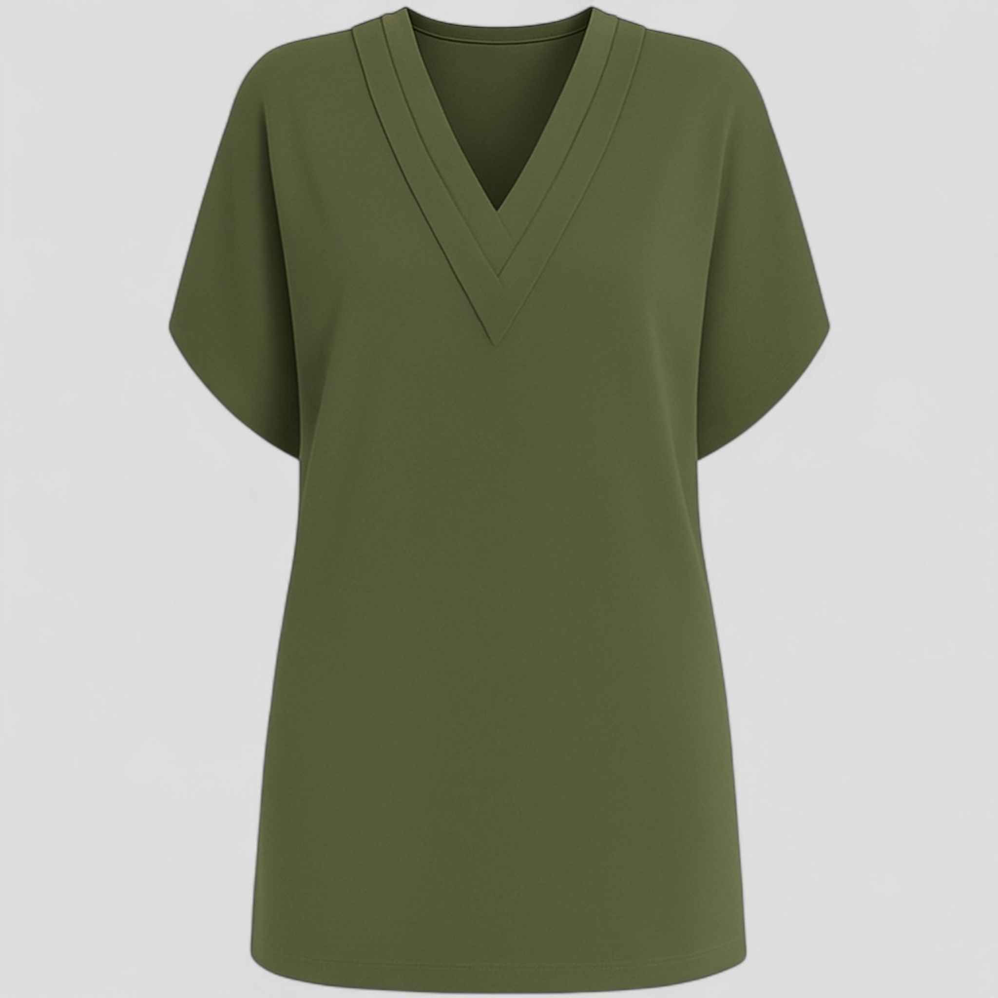 Abito Donna con V-Hals - Verde - abito abito comfy abito con tummy control abito da donna abito donna abito elegante abito taglie forti abito V-hals abito versatile donna dresses hals moda donna vestito casual vestito da sera - Concept Palermo