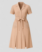 Casual elegante damesjurk met V-hals, korte mouwen, zomers