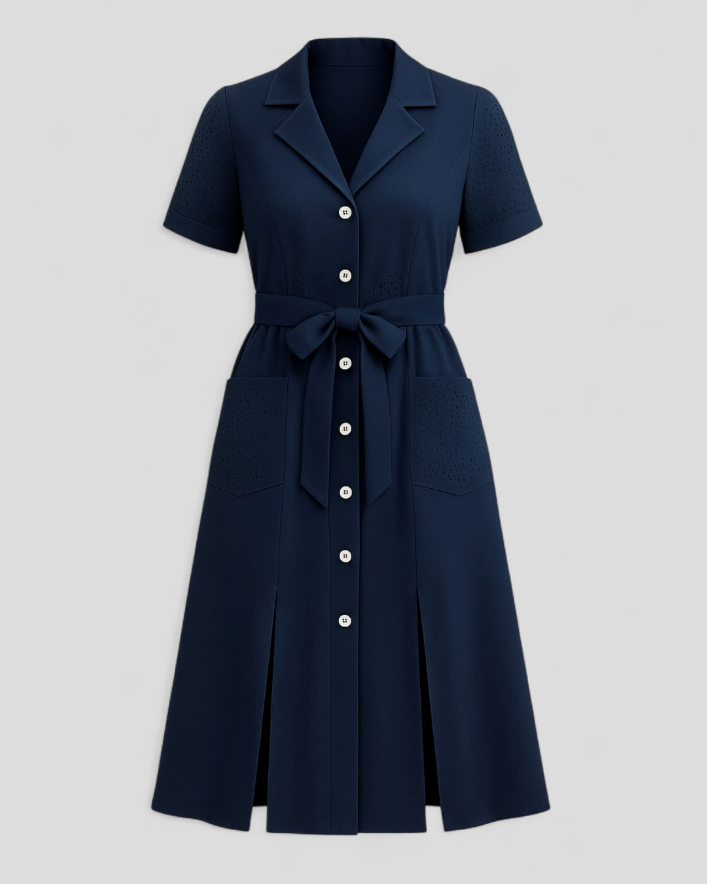 Vestito Donna Casual con Decolteo a V - Blu marino - abbigliamento donna abito estivo casual colore rosa e blu decolteo decolteo a V donna dresses moda versatile stile elegante taglie disponibili tessuto leggero vestito vestito casual vestito donna vita regolabile - Concept Palermo